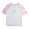 T-shirt Maillot de bain rose et blanc anti uv "Just dance" pour enfant fille avec protection solaire UPF50+