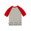 T-shirt maillot de bain rouge et gris "Baby rock" anti uv protection solaire pour enfant garçon motif étoile