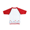 T-shirt Maillot de bain anti uv rouge et blanc avec drapeau de l'angleterre la grande bretagne "I love London" avec protection solaire UPF50+ pour enfant garçon