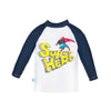 T-shirt maillot de bain anti uv manches longues "Super Héro" avec cape anti uv détachable, protection solaire UPF50+ pour bébé et enfant garçon
