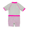 Combinaison body maillot de bain anti uv Girl power protection solaire UPF50+ pour bébé et enfant avec étoile et rose fluo