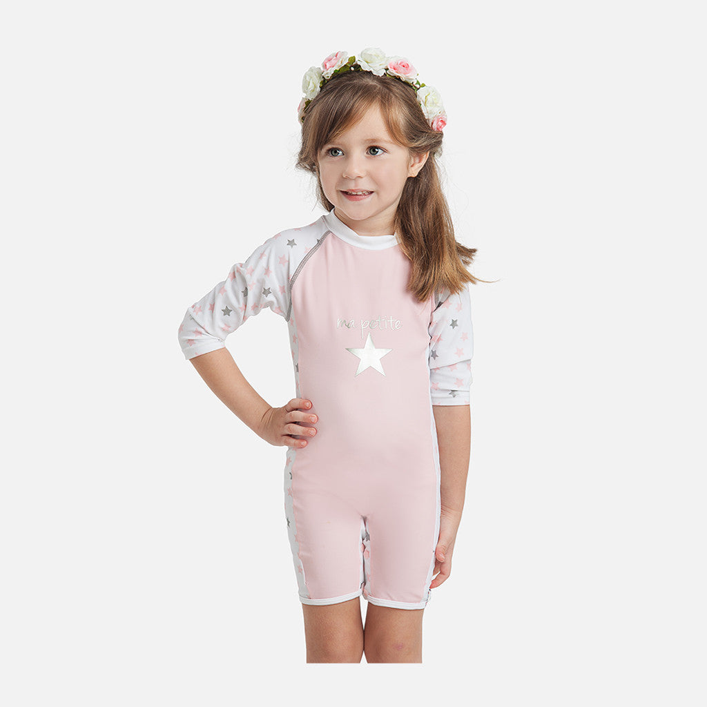 Combinaison body maillot de bain anti uv Ma petite étoile protection solaire UPF50+ pour bébé et enfant fille avec étoile