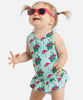 Maillot de bain 1 pièce anti uv pour bébé et enfant fille avec motifs flamants roses et jupette, offre une protection solaire UPF50+