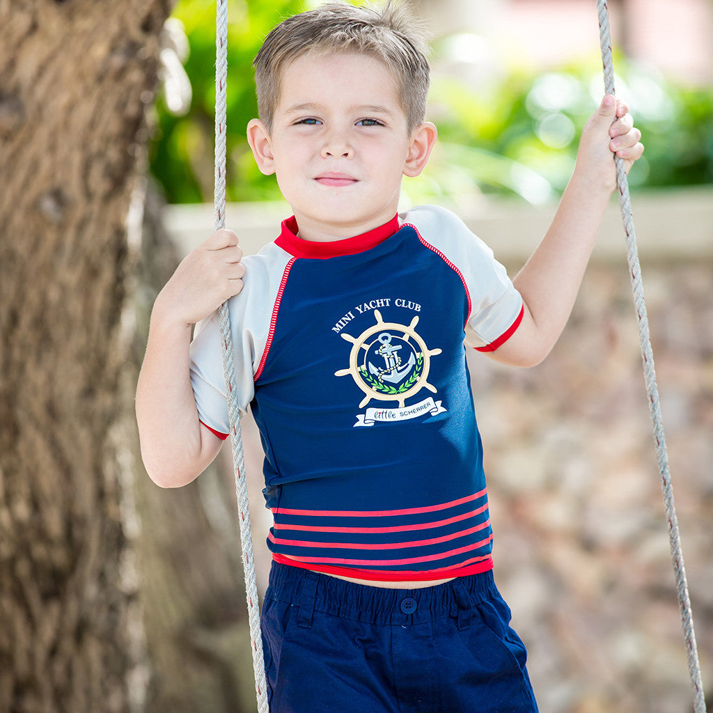 T-shirt de bain anti uv manches longues "Mini yacht club" protection solaire UPF50+ pour enfant garçon