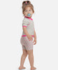 Combinaison body maillot de bain anti uv Girl power protection solaire UPF50+ pour bébé et enfant avec étoile et rose fluo