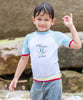 t-shirt maillot de bain bleu et blanc anti-uv pour bébé et enfant garçon Little Matelot (Petit matelot) avec protection solaire UPF50+